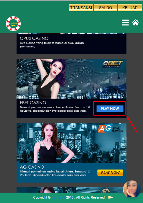 Panduan Permainan Ebet Casino Visitorbet Versi Mobile