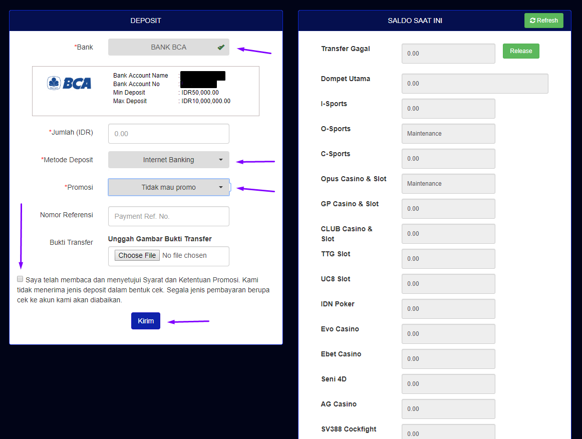 Visitorbet Casino - Panduan Cara Melakukan Deposit Di Visitorbet